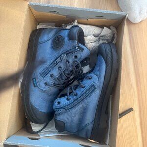 Boys blue leather Palladium boots size 1